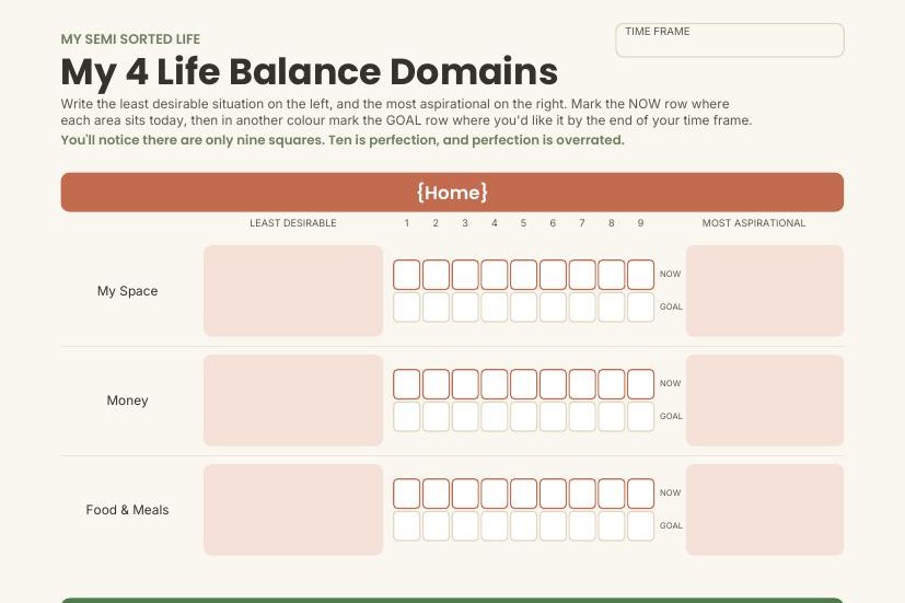 My 4 Life Balance Domains printable preview